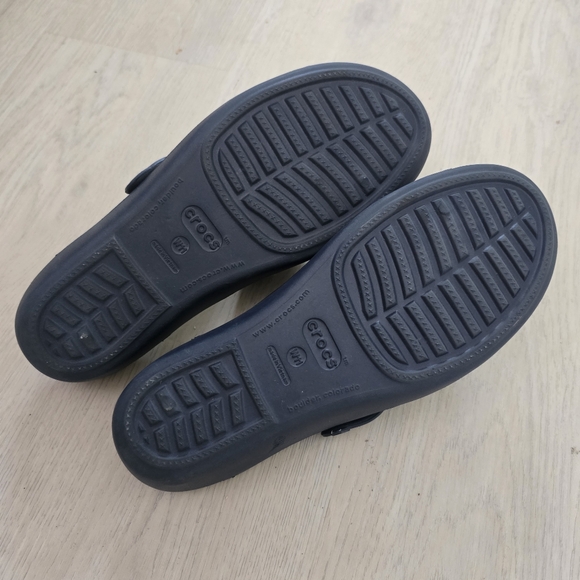 Crocs Navy Blue and Gray Slide Strappy Sandals size W11 - Picture 5 of 5